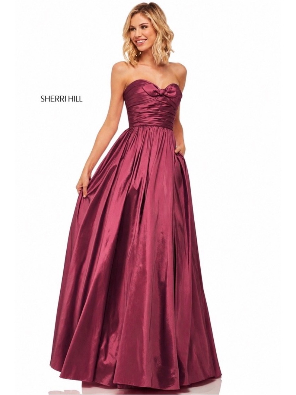 Sherri Hill Berry Strapless Satin Ball Gown NWT Size 6